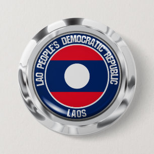 Laos Round Emblem Ronde Button 7,6 Cm