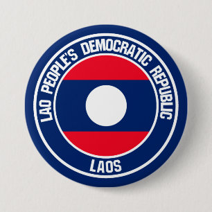 Laos Round Emblem Ronde Button 7,6 Cm