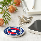 Laos Round Emblem Sleutelhanger (Zijkant)