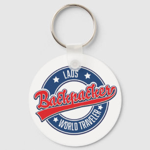 Laos rugzakker wereldreiziger logo sleutelhanger