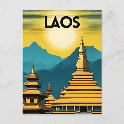 Laos Travel Art Briefkaart (Voorkant)