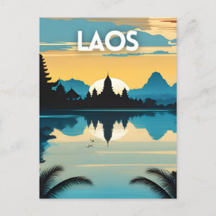 Laos Travel Art Poster Briefkaart