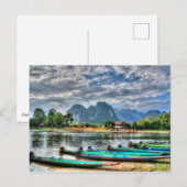 Laos, Vang Vieng, Nam Song River Briefkaart (Voorkant / Achterkant)