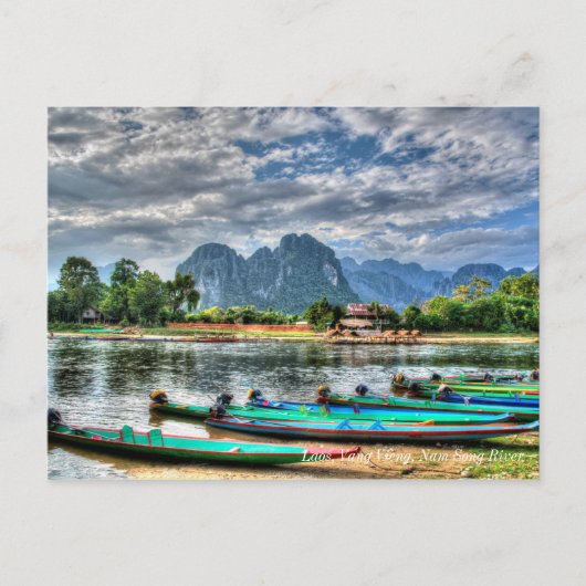 Laos, Vang Vieng, Nam Song River Briefkaart (Voorkant)