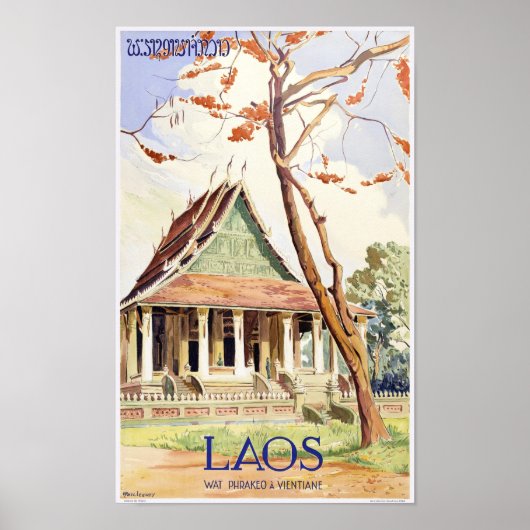 Laos Vintage Travel Poster (Voorkant)