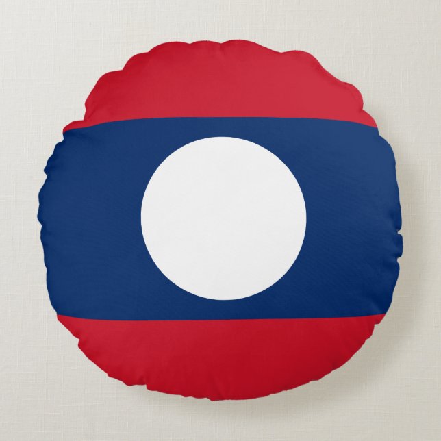 Laos Vlag Rond Kussen (Voorkant)