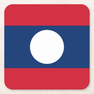 Laos Vlag Vierkante Kartonnen Onderzetter