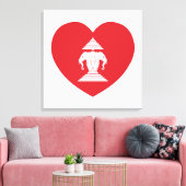 Laotian Erawan 3 Headed Elephant Heart Flag Canvas Afdruk (Insitu (Woonkamer))