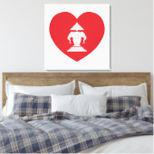 Laotian Erawan 3 Headed Elephant Heart Flag Canvas Afdruk (Insitu (Slaapkamer))