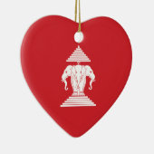 Laotian Erawan 3 Headed Elephant Heart Flag Keramisch Ornament (Rechts)