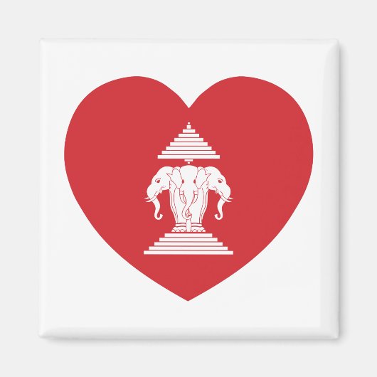 Laotian Erawan 3 Headed Elephant Heart Flag Magneet (Voorkant)
