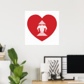 Laotian Erawan 3 Headed Elephant Heart Flag Poster (Thuiskantoor)