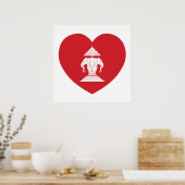 Laotian Erawan 3 Headed Elephant Heart Flag Poster (Keuken)
