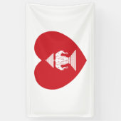 Laotian Erawan 3 Headed Elephant Heart Flag Spandoek (Verticaal)