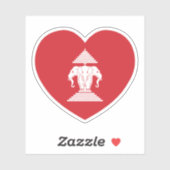 Laotian Erawan 3 Headed Elephant Heart Flag Sticker (Vel)