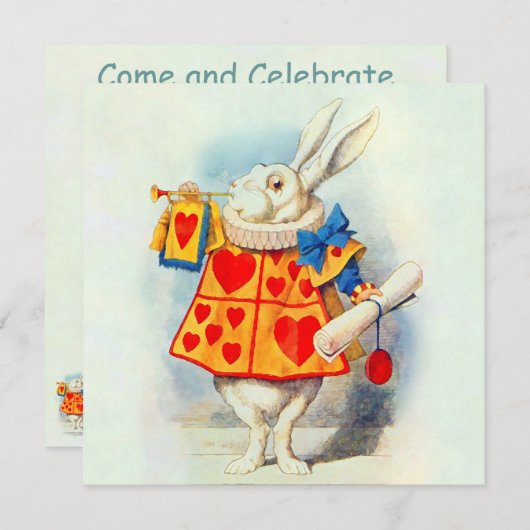 Lapin à Alice Wonderland ~ Invitation (Devant / Derrière)