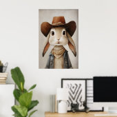 Lapin au chapeau de cowboy imprimé, Art mural lapi (Bureau à domicile)