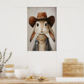 Lapin au chapeau de cowboy imprimé, Art mural lapi (Cuisine)