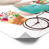 Lapin au vélo fleuri aquarelle | Impression murale (Coin)
