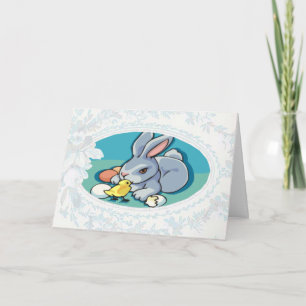 Lapin Avec Baby Chick Carte Pâques
