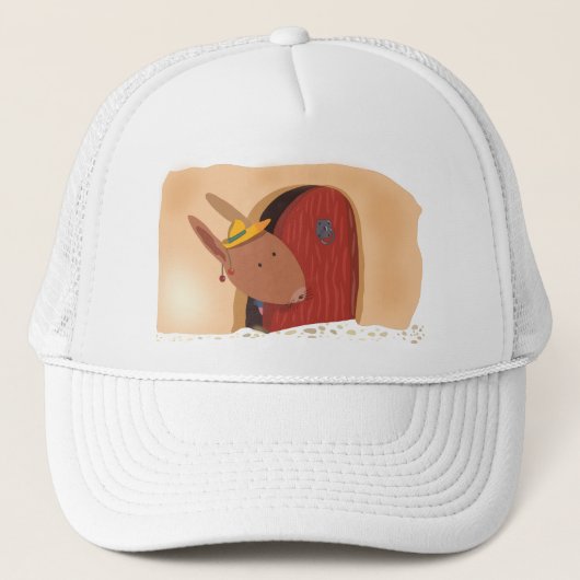 Lapin avec casquette cerise, beige clair (Devant)