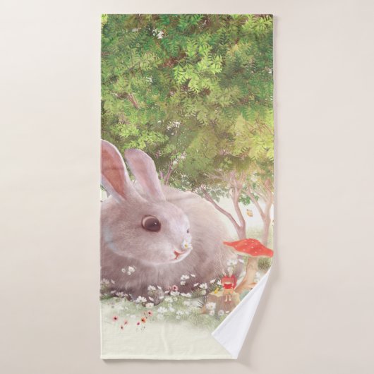 Lapin avec Fleurs (Serviette de bain)