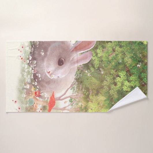 Lapin avec Fleurs (Serviette de bain)