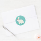 Lapin avec fleurs peint Stickers roses (Enveloppe)