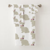 Lapin avec Fleurs Peinture Motif Serviette Ensembl (En situation)