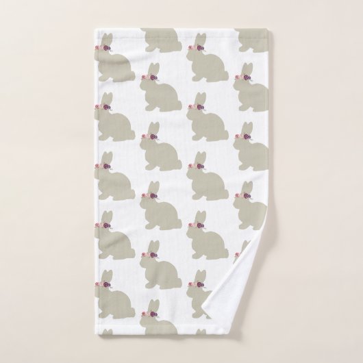 Lapin avec Fleurs Peinture Motif Serviette Ensembl (Serviette à main)
