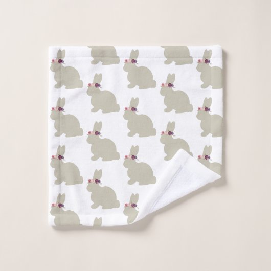 Lapin avec Fleurs Peinture Motif Serviette Ensembl (Gant de toilette)