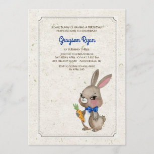 Lapin Avec Invitation Blue Bow