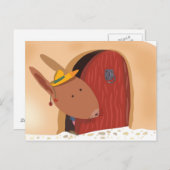 Lapin avec la carte postale de cerise, beige léger (Devant / Derrière)