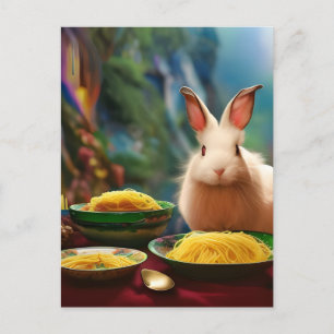 Lapin Avec Les Bols De Carte Postale Spaghetti