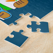 Lapin avec puzzle casquette avec le nom de l'Enfan (Côté)