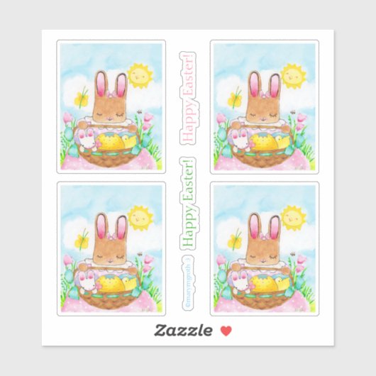 Lapin avec Sticker Panier (Feuille)