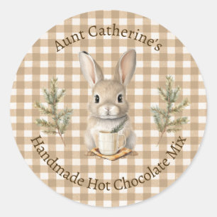 Lapin avec Tasse Étiquette Mélange de Cacao Chaud