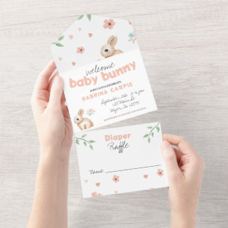 Lapin Baby shower Party Invitation et Déchets