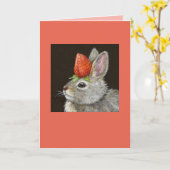 lapin bébé avec carte fraise (Fleur jaune)