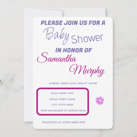 Lapin bébé | Invitation Baby shower (Devant)