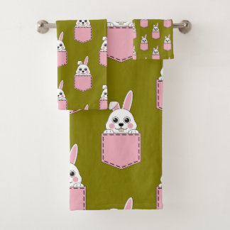 Lapin blanc à motif de poche rose