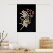 Lapin Blanc avec fleurs de Pavot- Impression Gicle (Cuisine)