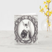 Lapin blanc - Carte pour notes (Fleur jaune)