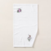 Lapin blanc et fleurs de pommier sur fond blanc (Serviette à main)