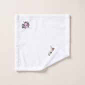 Lapin blanc et fleurs de pommier sur fond blanc (Gant de toilette)
