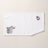 Lapin blanc et fleurs de pommier sur fond blanc (Serviette à main)