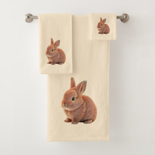 Lapin brun sur beige champagne clair (En situation)