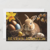 Lapin classique avec oeufs Bonne carte de Pâques (Devant)
