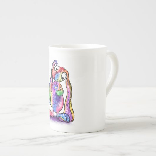 Lapin coloré avec Mug Fleur (Devant droit)