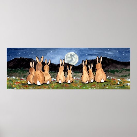 Lapin dans la Lune Lapin Famille Lune Poster Marin (Devant)